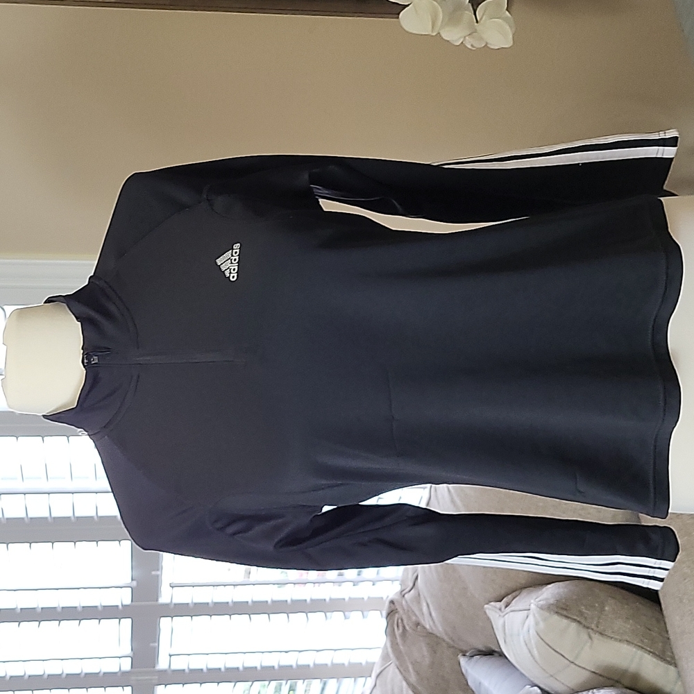 Adidas Womens Black White 3 Striped Half Zip Jacket Formotion